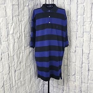RALPH LAUREN‎ POLO GOLF Blue and Black Striped Polo Shirt XL